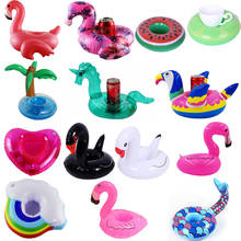 Rooxin suporte de copo inflável, suporte de bebidas flamingo de unicórnio, bandeja para bar, brinquedos de festa na piscina 2024 - compre barato