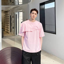 Мужская Повседневная футболка с воротником и рукавом «Shor», уличная одежда для мужчин и женщин, футболки для пары в стиле хип-хоп 2024 - купить недорого