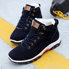 Botas de invierno para hombre, zapatos cálidos con cordones, Zapatillas altas informales, de piel, de algodón plano, antideslizantes, impermeables, para exteriores 2024 - compra barato