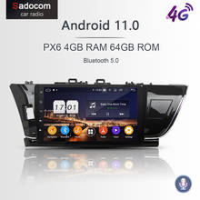 Px6 10.1 "dsp 2 din android 11.0 esquerda direita 4gb + 64gb carro dvd player 4g rádio do carro 5.0 rds autoradio para toyota corolla 2014 2015 2024 - compre barato