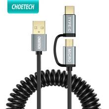 CHOETECH QC3.0 USB Spring usb cable Type C Cable for Samsung Huawei Xiaomi 3A Micro USB Cable 2 in 1 Fast Charge USB C Cable 2024 - buy cheap
