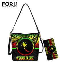 Forudesigns venda quente feminino reggae saco micronésia chuuk tribal design senhoras vintage balde sacos e bolsa 2 conjunto totes bolsa 2024 - compre barato