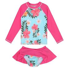 BAOHULU Girls Long Sleeves Swimsuit Two-Pieces Flower Rash Guards for Kids UPF50+ Beach Skirt Bathing Suit for 3-10 Years Kid 2024 - buy cheap