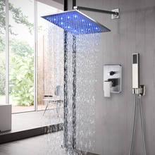 Grifo de níquel cepillado para ducha, cabezal de lluvia LED, grifo de agua para bañera montado en la pared, mezclador de Ducha 2024 - compra barato