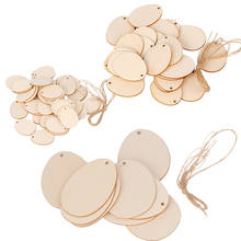 10/25/50Pcs Happy Easter Party Wooden Egg Craft Laser Cut Wooden Chips Wood Egg Hanging Pendant Kids Easter Party Decoration 2024 - buy cheap