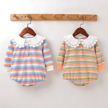 Spring Autumn Infant Newborn Baby Long Sleeve Lace Collar Rainbow Rompers Clothes Baby Toddler Girls Jumpsuit 0-2Yrs 2024 - buy cheap