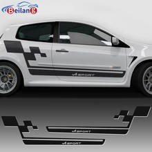 2021 Car Side Stripe Racing  DIY Vinyl Skirt Car Decal Decal For Renault Sport Flag Renault Clio Cup RS Accessories Megane Logan 2024 - buy cheap