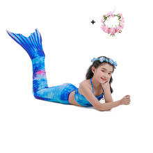 Bañador de cola de sirena para niñas, traje de baño para fiesta de cumpleaños, Cosplay con guirnalda 2024 - compra barato