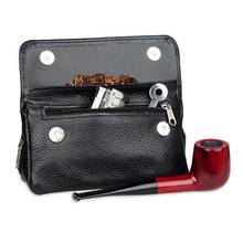 Pipe Pouch Genuine Leather Durable Zipper Cigarette Portable Smoking Pipe Tobacco Pouch Case Bag Holder Brown/Black 2024 - buy cheap