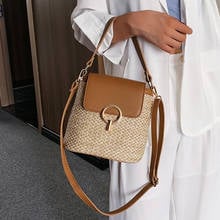 casual straw women shoulder bags rattan handbags wicker woven crossbody bag summer beach buckets bag ladies travel small purses 2024 - buy cheap