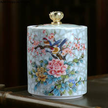 Tanque de almacenamiento de cerámica pintada con sello esmaltado, contenedor de té Retro de estilo japonés, para organizar el hogar 2024 - compra barato
