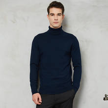 2020 autumn and winter new men's turtleneck sweater 8-color high-quality thickened warm slim solid color pullover brand sweater 2024 - buy cheap