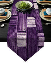 Camino de mesa moderno con textura de mosaico de ladrillo púrpura para decoración del hogar, mantel Floral para pastel de Navidad, fiesta de boda 2024 - compra barato