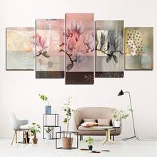 Flores abstratas ramo poster hd impresso 5 painel de decoração para casa nebulosa pintura da lona parede arte imagem para sala estar decoração casa 2024 - compre barato