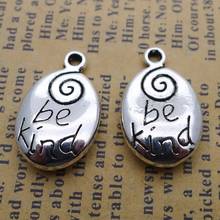 80pcs Be Kind Charms 13mm x 20mm DIY Jewelry Making Pendant antique silver color 2024 - buy cheap