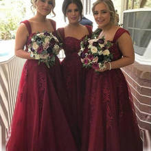 Newly Burgundy Lace Plus Size Bridesmaid Dress Spaghetti Strap Girls Party Gowns Custom Made Wedding Guest Dress vestido dama de 2024 - buy cheap