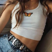 Blusa sin mangas con estampado de mariposa para mujer, Top corto con cuello Halter, Top sin mangas, corpiño para fiesta y discoteca, 2020 2024 - compra barato