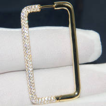 Baoyocn Fashion 925 Sterling Silver Gold Color Single Large Rectangle Geometric Earring Micro Zircon 1pc for Women Brand Jewelry 2024 - buy cheap