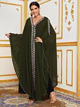 Muçulmano abaya miçangas hoodies cardigan africano design dashiki vestido hijab kimono longo robe vestidos mubarak ramadan eid árabe islâmico 2024 - compre barato