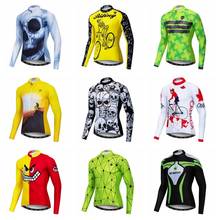 Camiseta larga de Ciclismo para hombre, Maillot amarillo de manga larga para bicicleta de montaña, triatlón con Calavera, para Otoño y otoño, 2019 2024 - compra barato