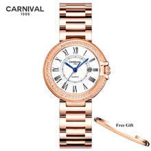 CARNIVAL Brand Ladies Rose Gold Watch Woman Luxury Waterproof Casual Bracelet Calendar Dress Quartz Wristwatch Relogio Feminino 2024 - buy cheap