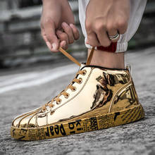 2021 Plus Size 46 Women/Men Fashion Graffiti Sneakers Shoes Bling Lovers Gold Silver Platform Flats Lady Casual krasovki  Shoes 2024 - buy cheap