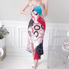 fashion new arrival comfortable sexy formal dress temperamental Spaghetti Strap backless elegant print cute asymmetrical dress 2024 - buy cheap