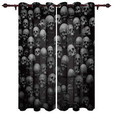 Skull Wall Skull Horror Window Curtains Home Decor Curtains for Living Room Bedroom Kitchen Items 2024 - buy cheap