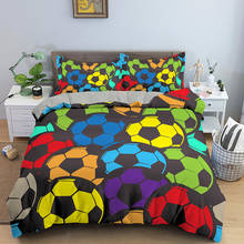 Conjunto de cama colorido estampado de bolas de pés, roupa de cama para adolescentes meninos estilo esportivo, conjunto de edredom têxtil caseiro único queen 2024 - compre barato