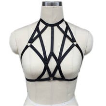 Envío Gratis 2017 ropa de moda mujeres arnés jaula bondage bra sexy verano Lencería hecha a mano bondage arnés negro sujetador 2024 - compra barato