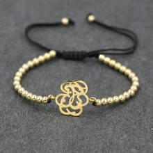 Pulseira de aço inoxidável com design oco, para homens e mulheres, contas de cobre, corrente de corda da da sorte, pulseira ajustável, para meninas e crianças, presente 2024 - compre barato