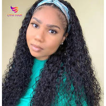 Kinky Curly Headband Wig Human Hair Wigs For Black Women Remy Brazilian Scarf Hair Wigs Easy to Style Curly Human Hair Wigs 2024 - buy cheap