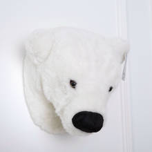 Simulation 3D Animal Artwork Wall Hanging Dolls Polar Bear Head Stuffed Plush Toys Kids Room Wall Decoration Nordic Style Props 2024 - buy cheap