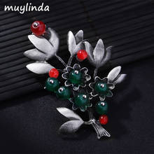 Muylinda Vintage Lotus Flower Brooch Women Clothes Pin Jewelry Scarf Sweater Clip Accessories Stone Brooches And Pins 2024 - buy cheap