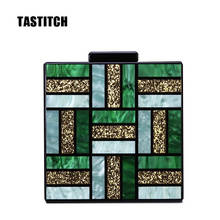 New Evening Bags acrylic patchwork retro dinner lady messenger bag geometric pattern Messenger bches Party Prom Handbags Purses 2024 - buy cheap