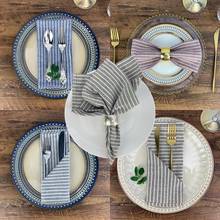 Set of 12 Plain Striped 17 x 17inches cloth Napkins cotton dinner table fabric placemats 6 colors for Events & Home Use 2024 - buy cheap