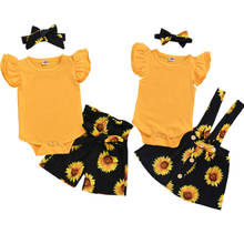 Newborn Baby Girls 3pcs Set Summer Clothing Kids Baby Girls Clothes Romper Tops Sunflower Shorts Overall Skirts Girls Outfits 2024 - buy cheap