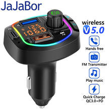 Автомобильный FM-передатчик JaJaBor, Bluetooth 5,0, MP3-плеер, поддержка быстрой зарядки PD18W QC3.0, U-диск, TF-карта 2024 - купить недорого
