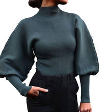 AECU Spring Autumn Women Sweater Turtleneck Lantern Sleeve Pulovers Solid Fashion Sweater Knitted Female Jumper Tops Pull Femme 2024 - buy cheap