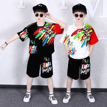 Summer Hip Hop Dance Costumes For Boys Girls Jazz Dance T-Shirt Tops Shorts Kids Casual Outfits Size 5 6 7 8 9 10 11 12 14 Yrs 2024 - buy cheap