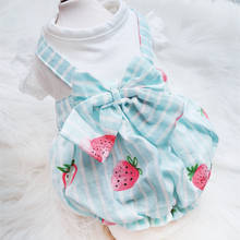 Cute Strawberry Cat Dog Dress Summer Pet Clothes Corgi Puppy Skirt Pomeranian Schnauzer Poodle Bichon Clothing Dropshipping 2021 2024 - buy cheap
