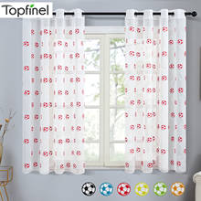 Topfinel Football Pattern Short Sheer Curtains For Living Room Bedroom Boys Room Embroidered Window Treatment Voile Tulles 2024 - buy cheap
