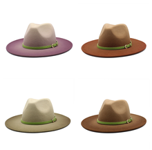 Sombrero de fieltro para mujer, sombreros de ala grande, vaquero Tie-dye, sombreros de Jazz para hombres, sombrero británico de dos colores, otoño e invierno, 2020 2024 - compra barato