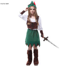 Girls Halloween Robin Hood Costumes Kids Children Pirate warrior Cosplay Carnival Purim parade Stage show Role play party dress 2024 - buy cheap