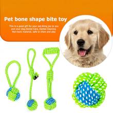 Funny Pet Dog Cat Teeth Cleaning Toy Playing Ball Fashion Cute Pastel Knot Cotton Rope Bone Chew Tug Bite Resistant Toy for Pet 2024 - buy cheap