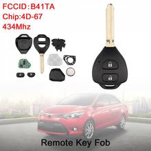 Chave remota de carro com 2 botões 434mhz, chave fob com chip 4d67 b41ta apto para toyota hilux/yaris 2005 / 2006 / 2007 / 2008 2024 - compre barato