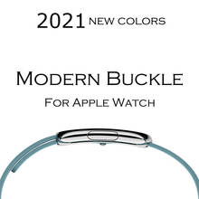 Кожаный ремешок для Apple watch band 44 мм 40 мм, кожаный браслет с пряжкой в современном стиле для iWatch series 4 5 6 se 7 45 мм 41 мм 2024 - купить недорого