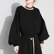2022 New Autumn Winter Hoodies Women Japan O Neck Latern Long Sleeve Solid Black Back Bandage Bow Loose Sweatshirt Fashion 2024 - buy cheap