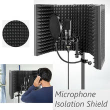 Escudo de aislamiento de micrófono ajustable de 5 paneles, micrófono de estudio, filtro Reflector de espuma absorbente de sonido, cabina Vocal para familia en vivo 2024 - compra barato