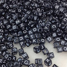 100PCs Mixed Black Alphabet Beads 3.5mm Hole Letter Cube Acrylic Beads For DIY Scrapbooking Crafts 6x6mm(1/4"x1/4") 2024 - buy cheap